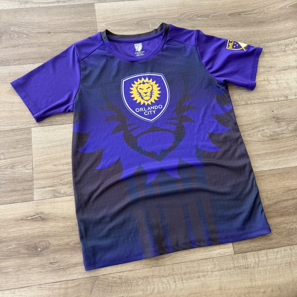 MLS Orlando City SC Youth XL Purple Lion Graphic Soccer Jersey Short Sleeve
